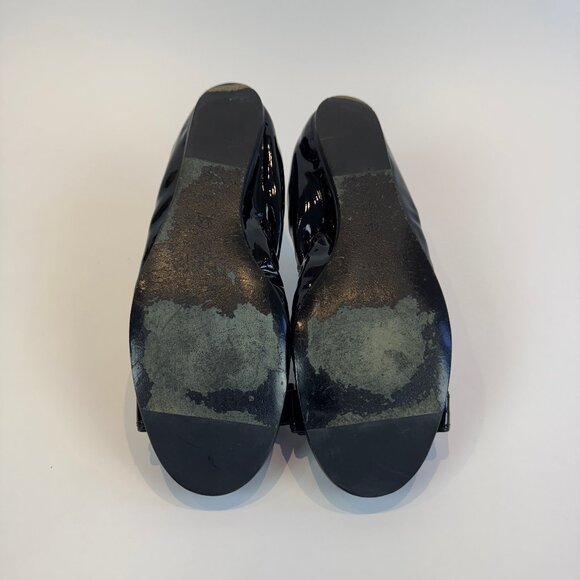 Lanvin Black Patent Leather Ballet Flats with Bow Accents, EU 40 - Picture 9 of 16
